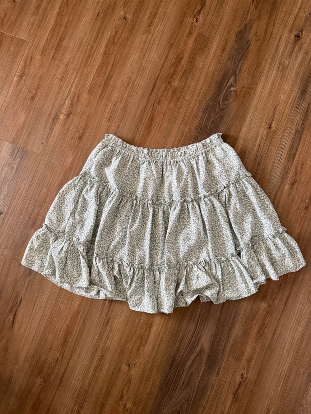 Skies Are Blue Cream Floral Tiered Skirt